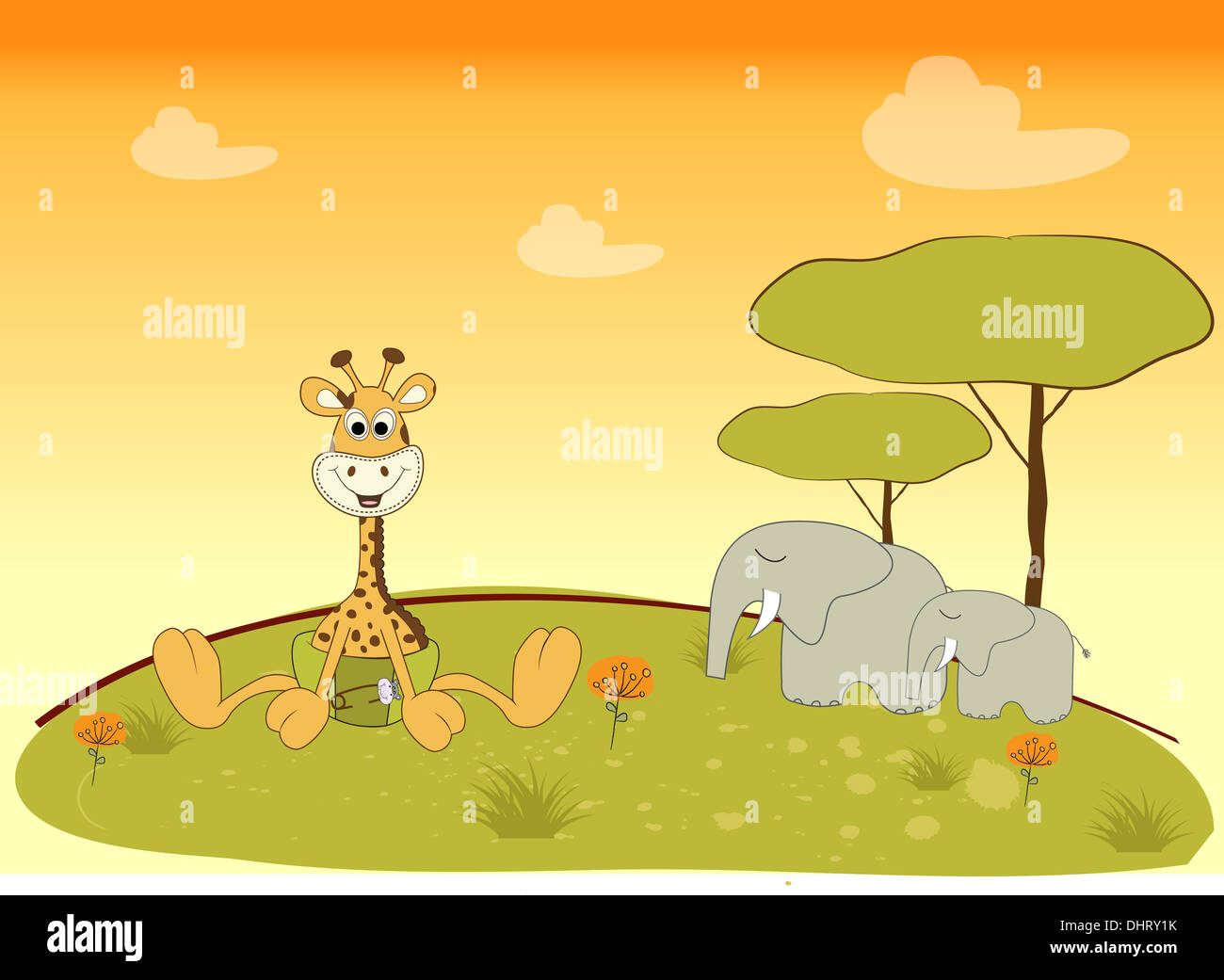 baby shower card with baby giraffe, vector illustration Stock Photo - Alamy