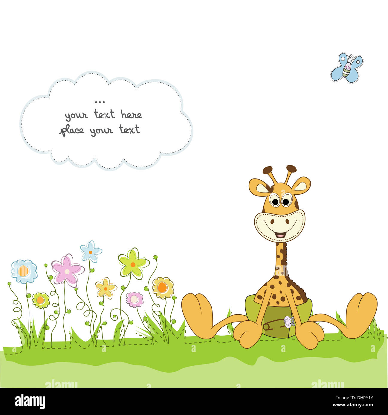 baby shower card with baby giraffe, vector illustration Stock Photo - Alamy