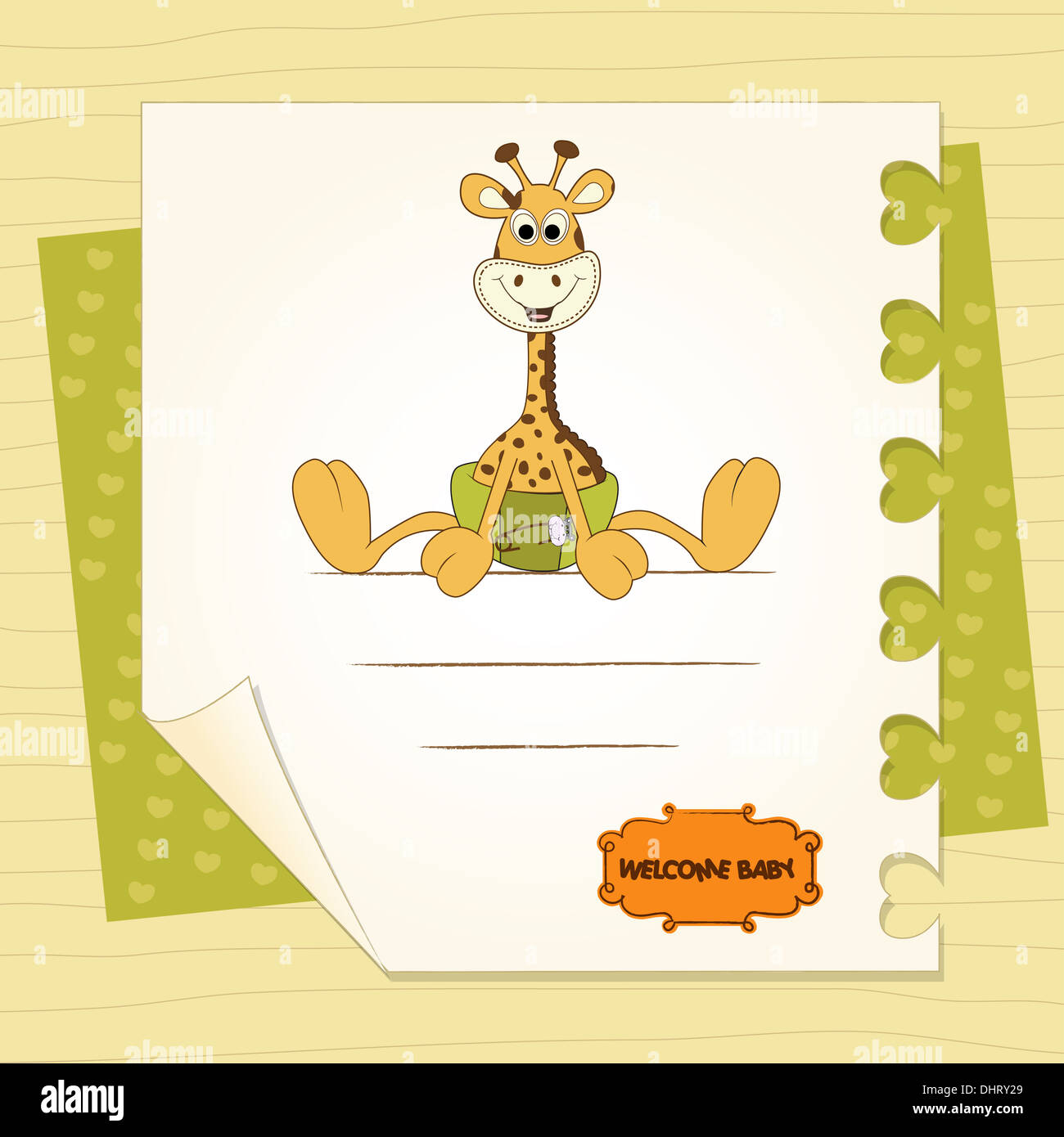 baby shower card with baby giraffe, vector illustration Stock Photo - Alamy