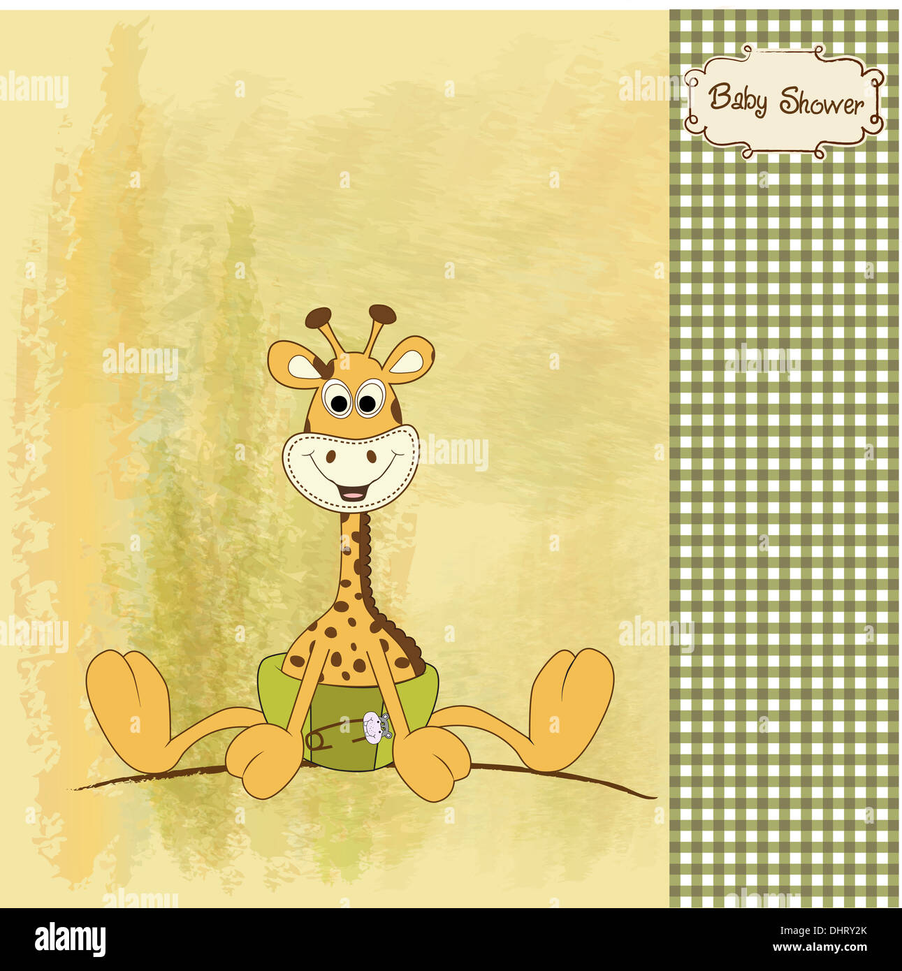 baby shower card with baby giraffe, vector illustration Stock Photo - Alamy