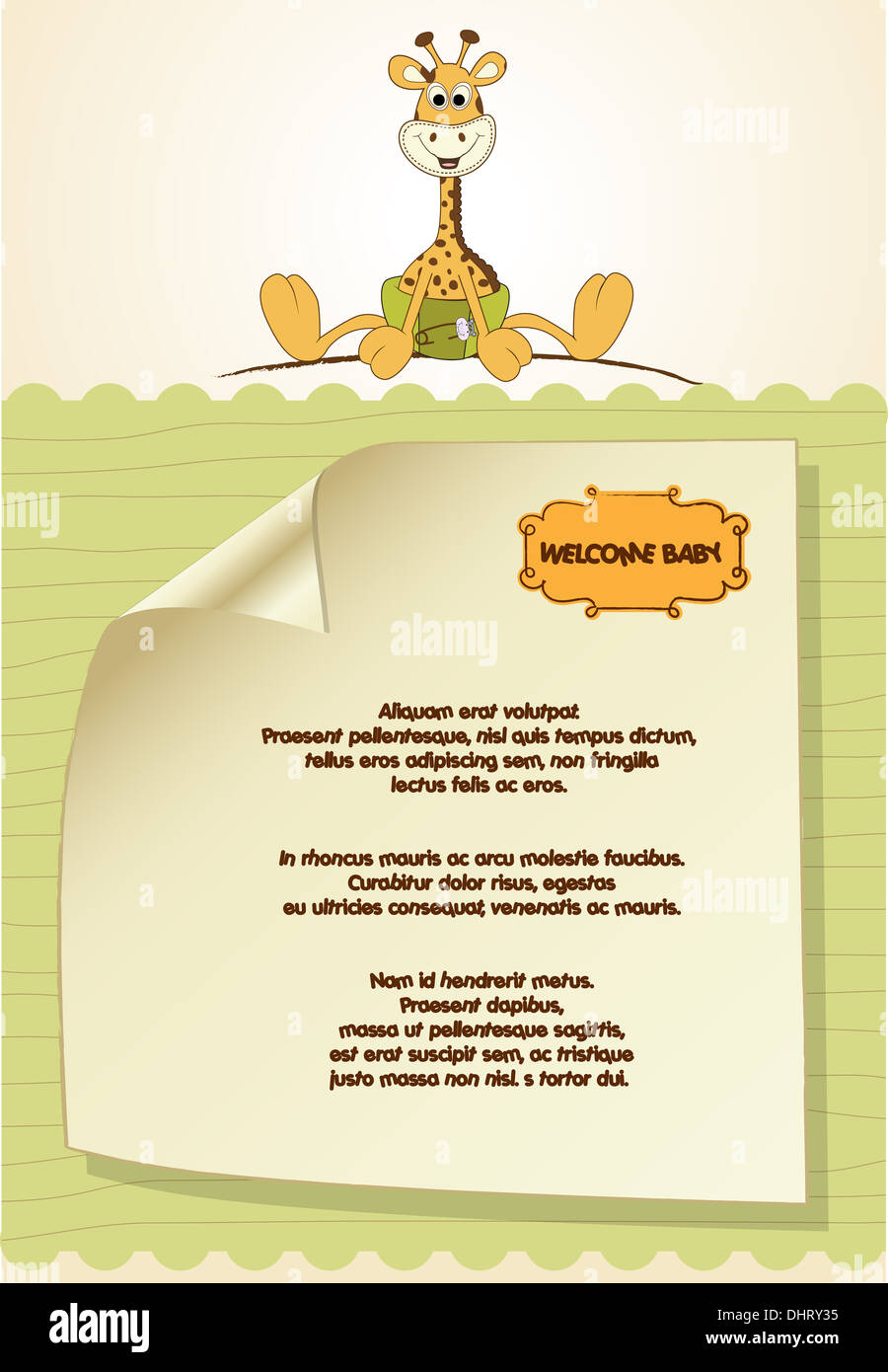 baby shower card with baby giraffe, vector illustration Stock Photo - Alamy