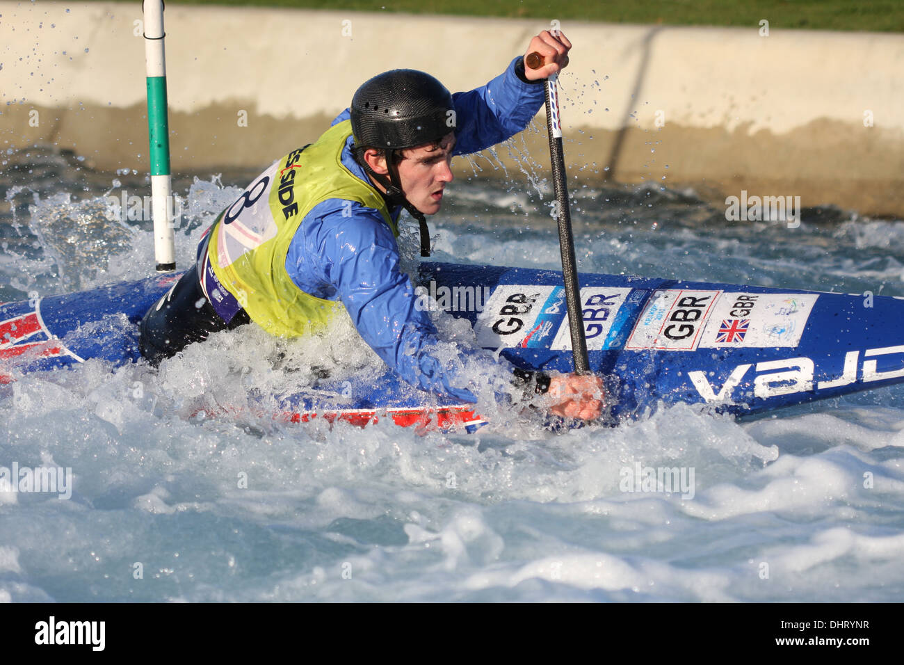Finals of the British Open 2013 - Slalom Canoe, Lee Vally White Water Centre, London on the 3rd November 2013 Stock Photo