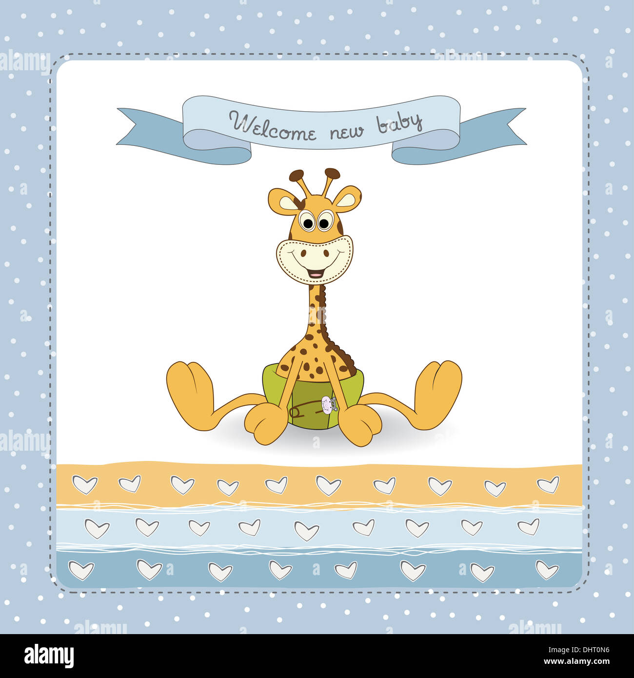 baby shower card with baby giraffe, vector illustration Stock Photo - Alamy