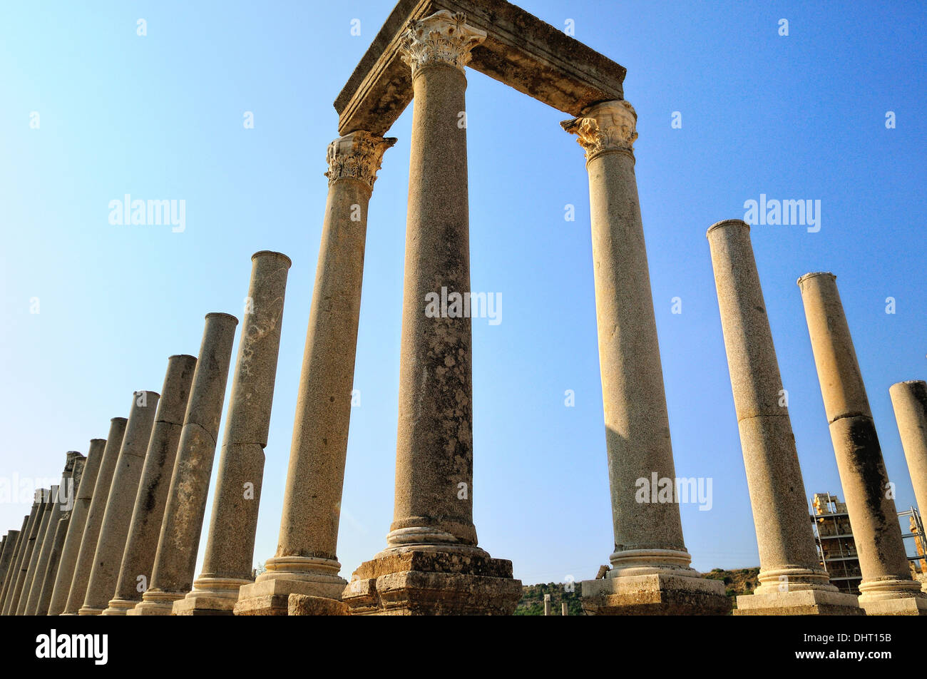 Colonnade Agora Perge Turkey Stock Photo