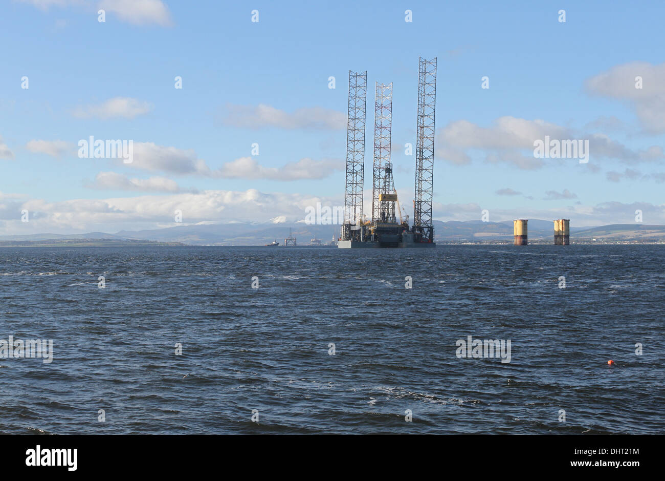 Oil Rig in Cromarty Firth Scotland November 2013 Stock Photo