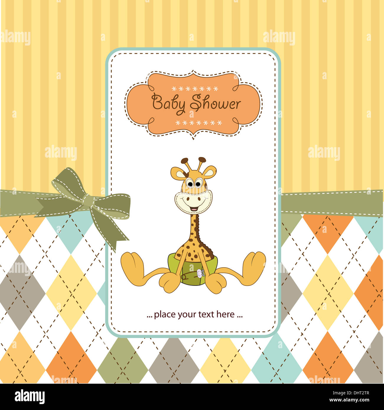 baby shower card with baby giraffe, vector illustration Stock Photo - Alamy