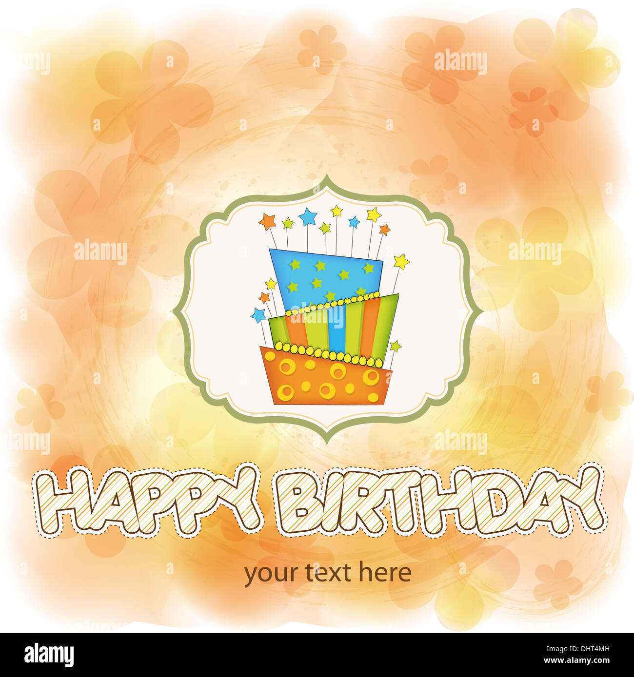 vector big birthday cake with burning candles Stock Photo - Alamy