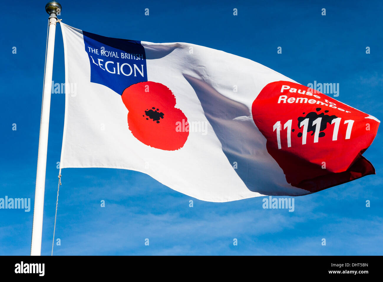 Royal British Legion flag flying in memory of the war dead, Remembrance