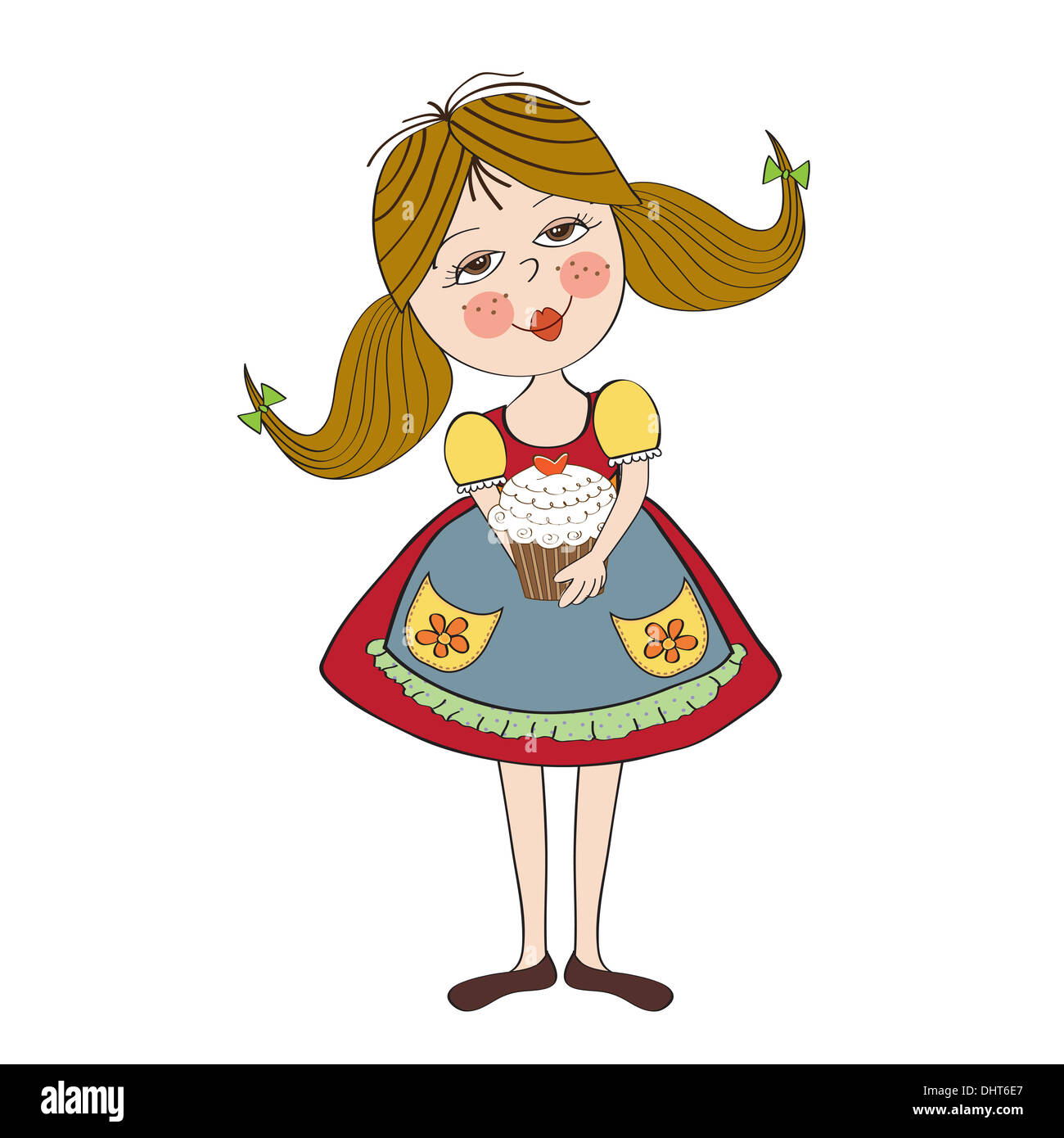 girl with birthday cake, illustration in vector format Stock Photo - Alamy