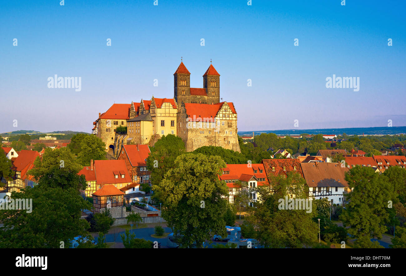 Schlossberg from Münzberg with collegiate church Quedlinburg, Saxony-Anhalt, Germany Stock Photo