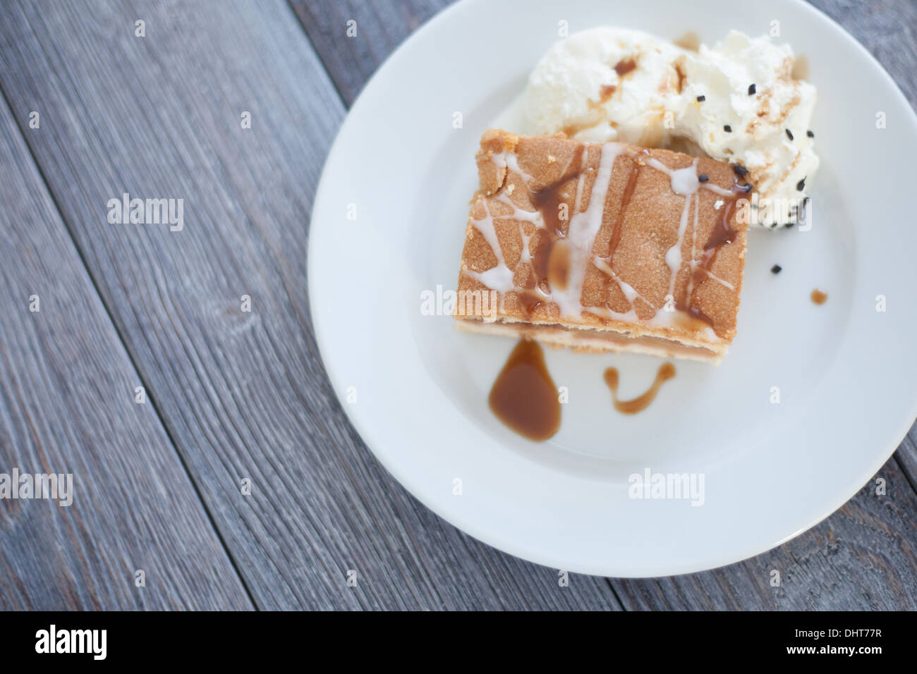 Apple pie with icecream Stock Photo