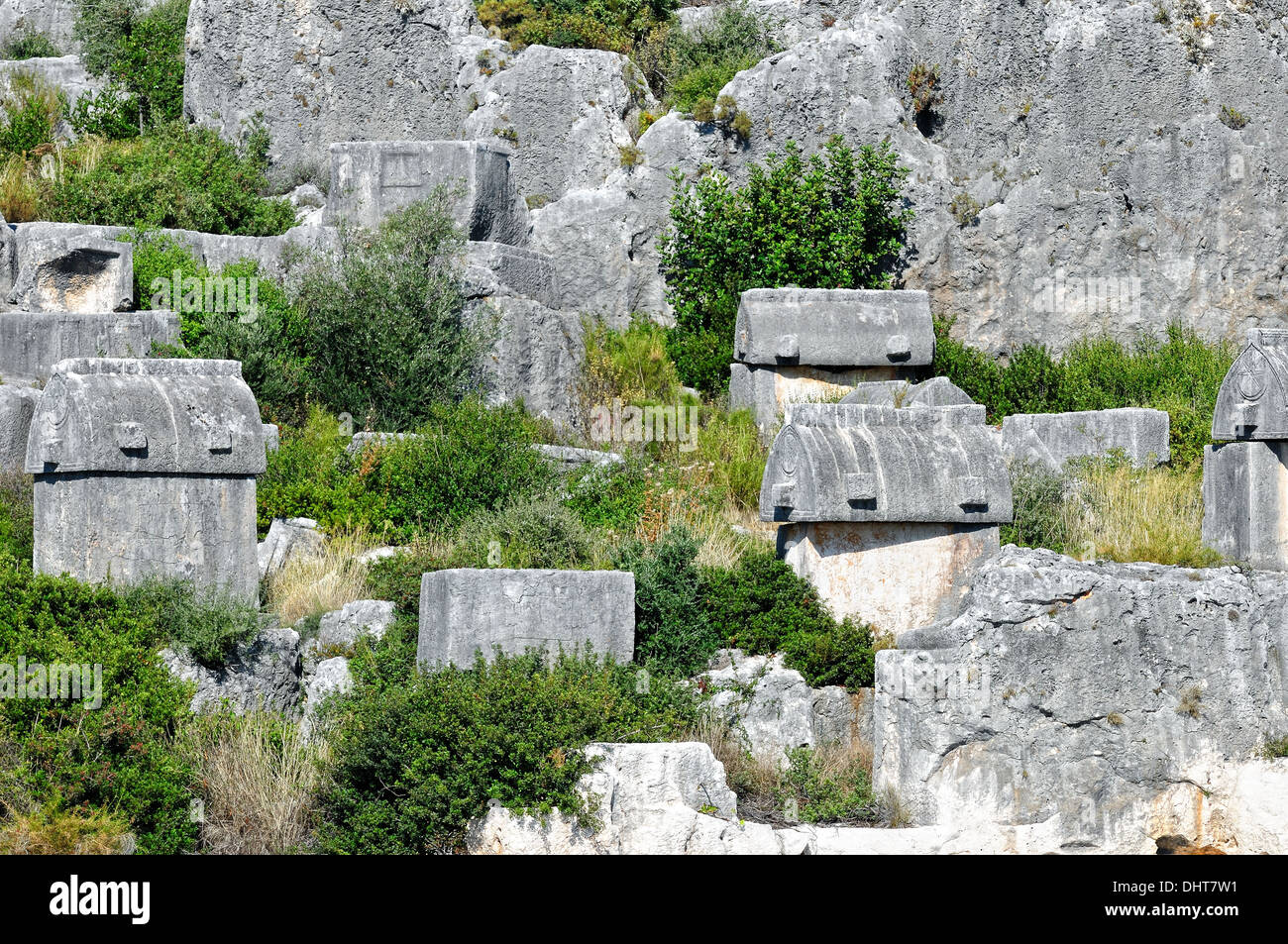 Sarcophagi in Turkey Kale Stock Photo