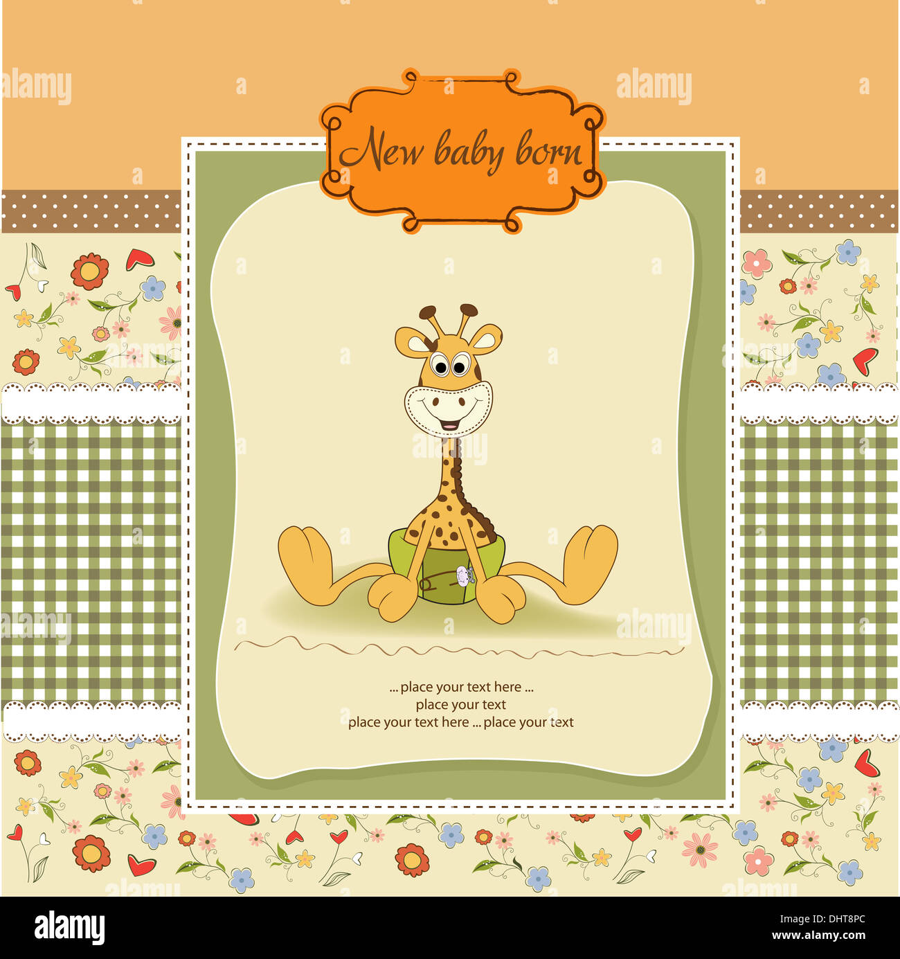 baby shower card with baby giraffe, vector illustration Stock Photo - Alamy