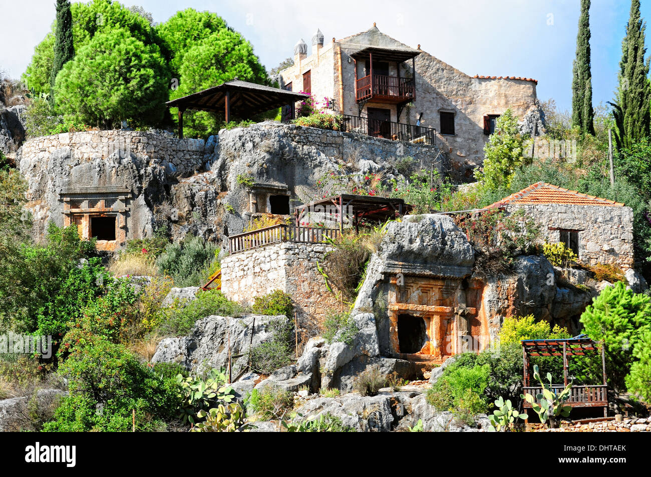 The rock tombs in Turkey Kale Stock Photo