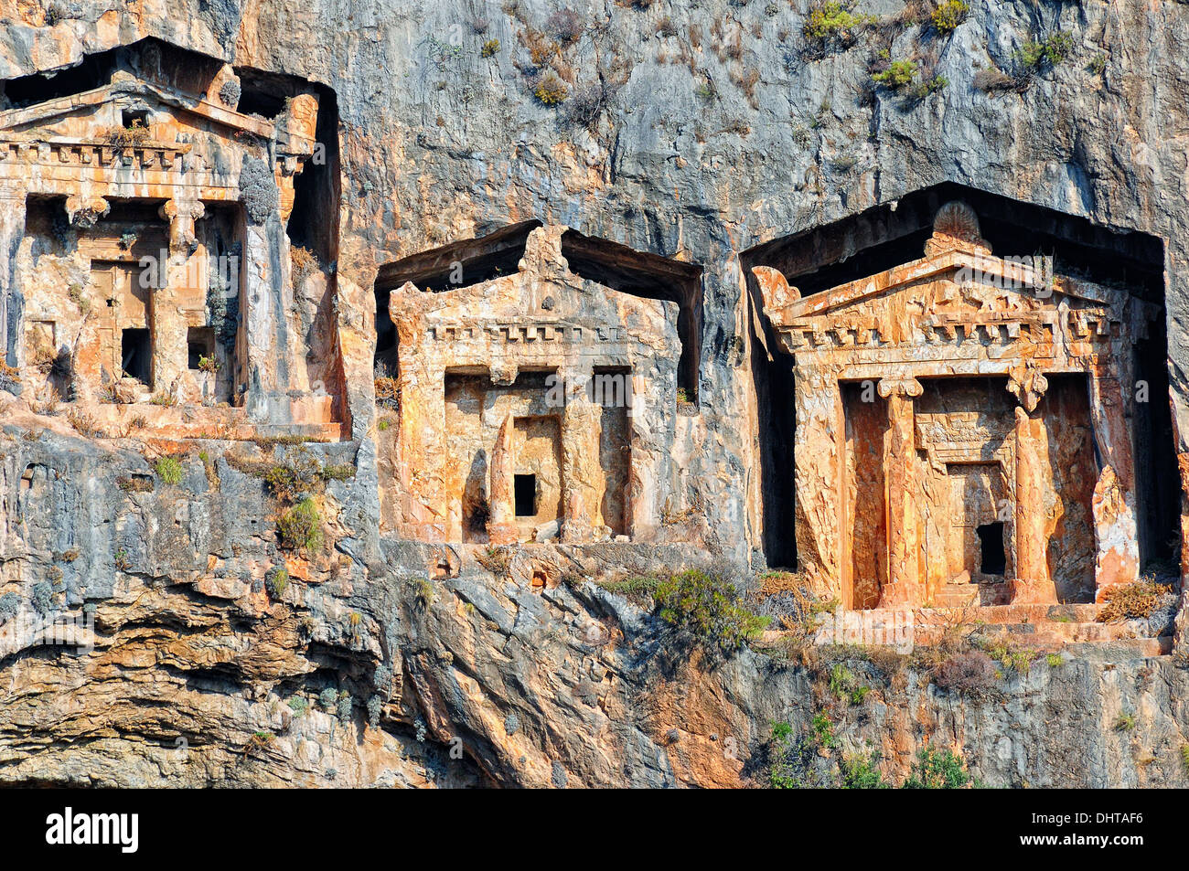 Rock Tombs Dalyan Turkey ruins Stock Photo
