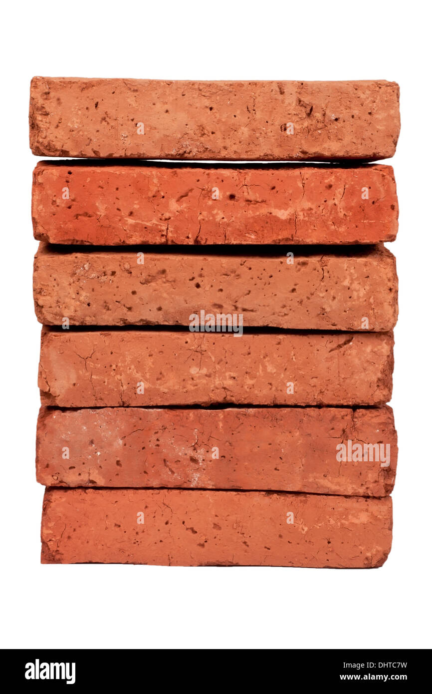 Red clay brick, isolated on white Stock Photo