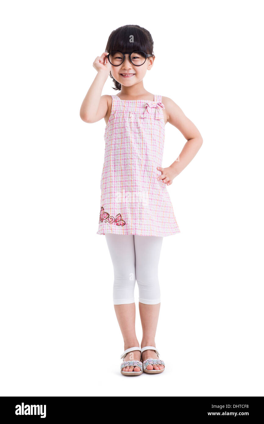 Cute little girl with glasses Stock Photo Alamy