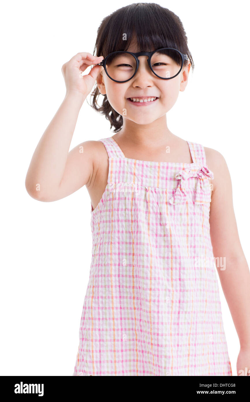 Cute little girl with glasses Stock Photo Alamy