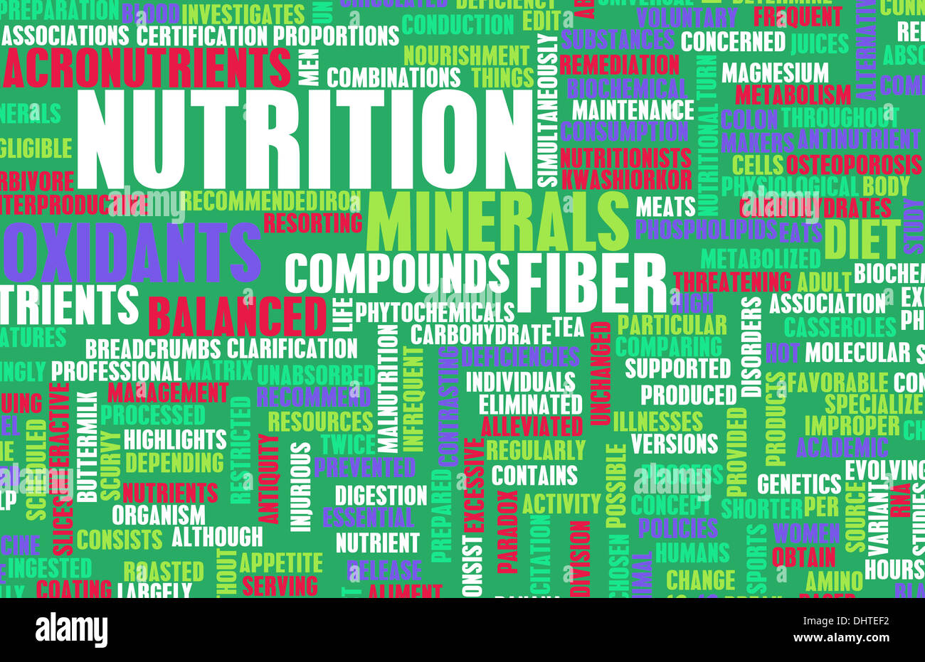 Nutrition Abstract as a Word Cloud Art Stock Photo
