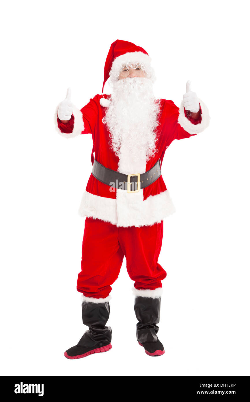 merry Christmas Santa Claus with thumb up Stock Photo