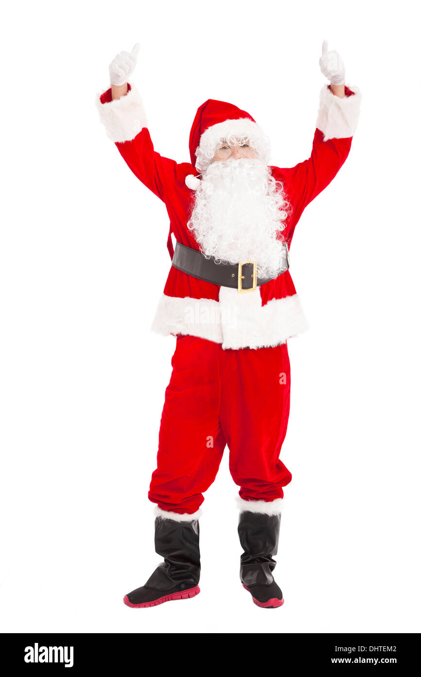 merry Christmas Santa Claus with thumb up Stock Photo