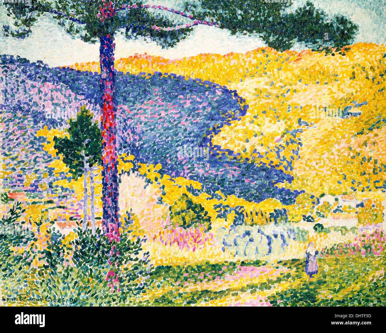 Valley with Fir (Shade on the Mountain) - by Henri-Edmond Cross, 1899 Stock Photo