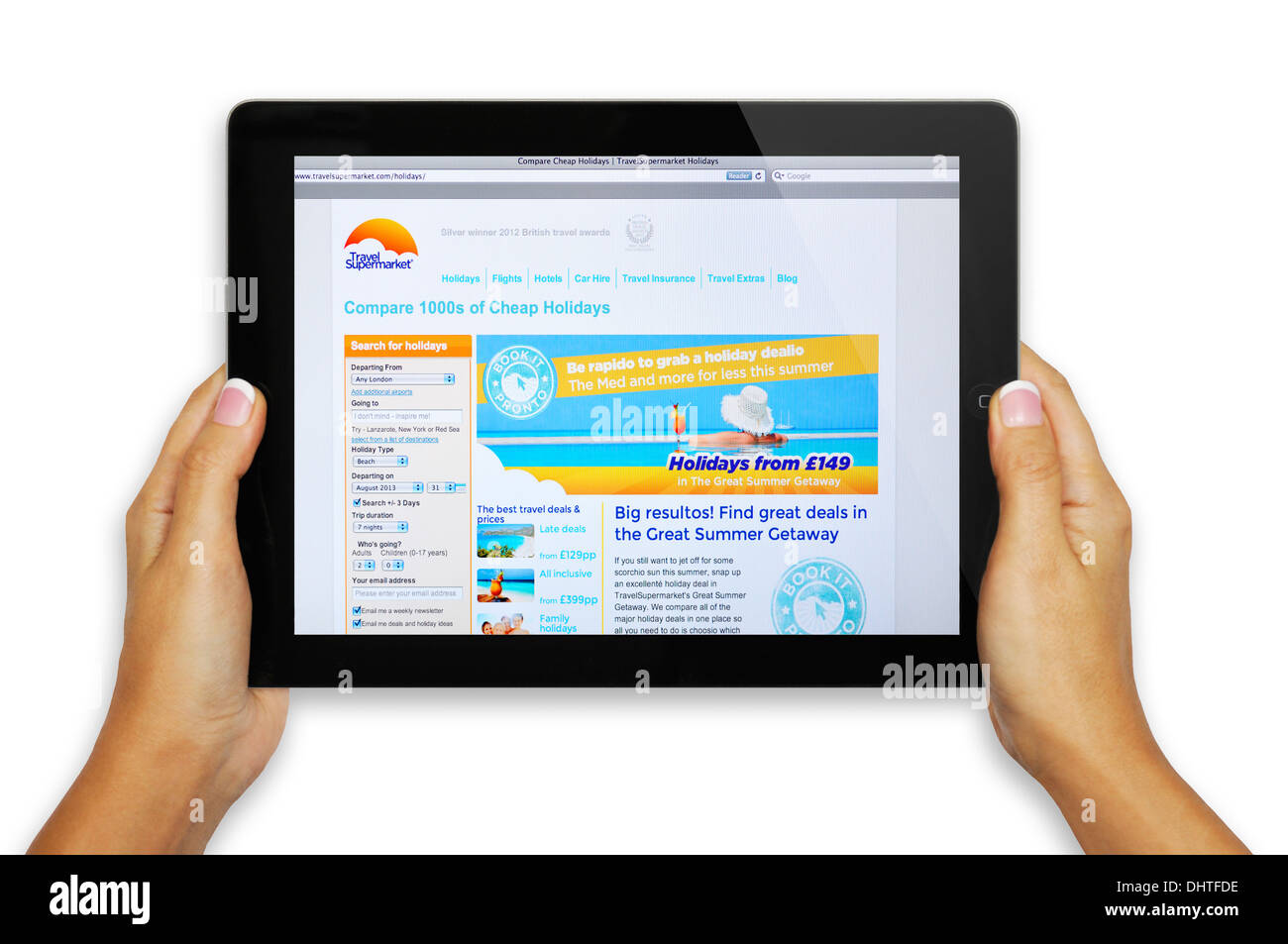 TravelSupermarket website on iPad screen Stock Photo