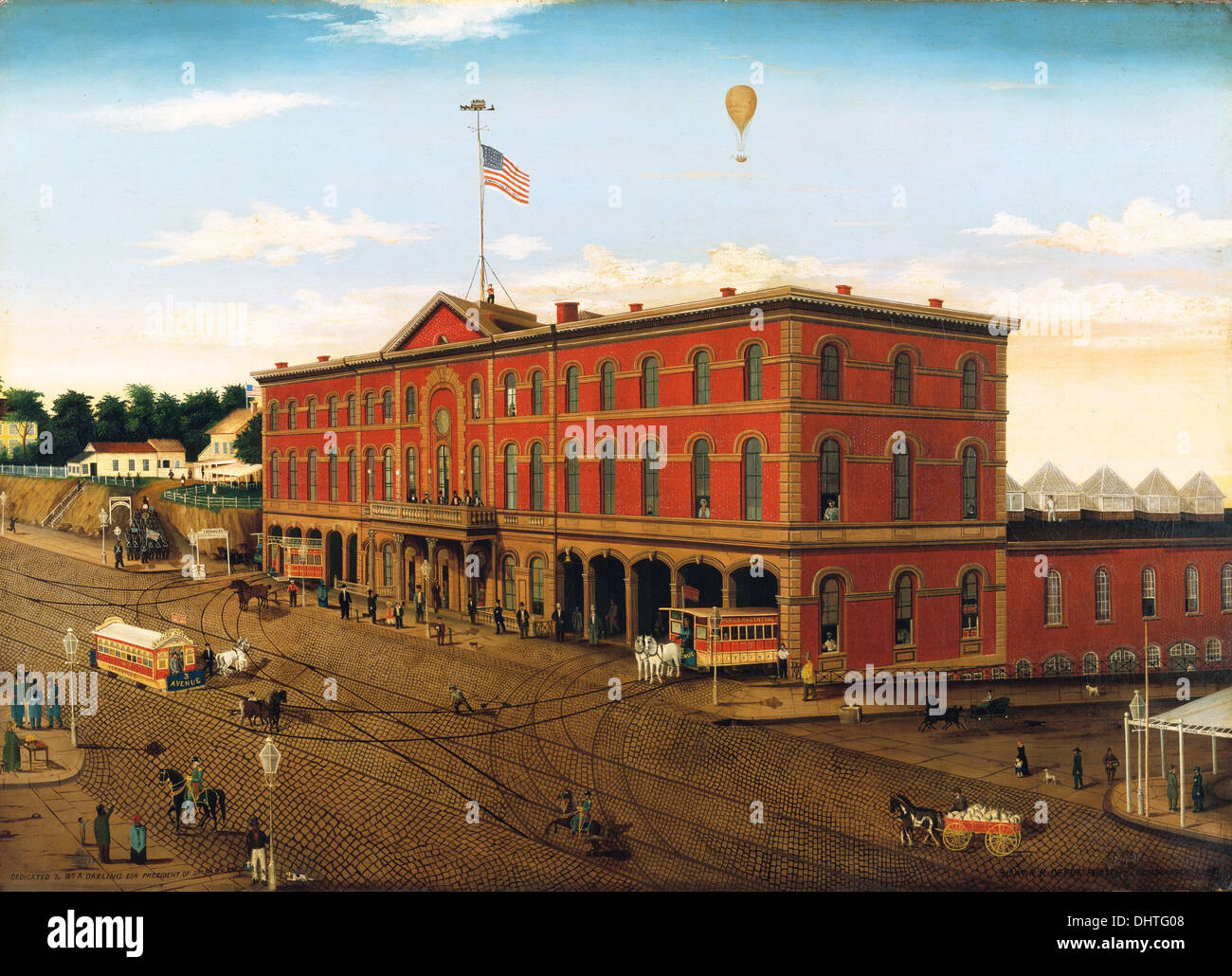 The Third Avenue Railroad Depot - by William H. Schenck, 1860 Stock Photo