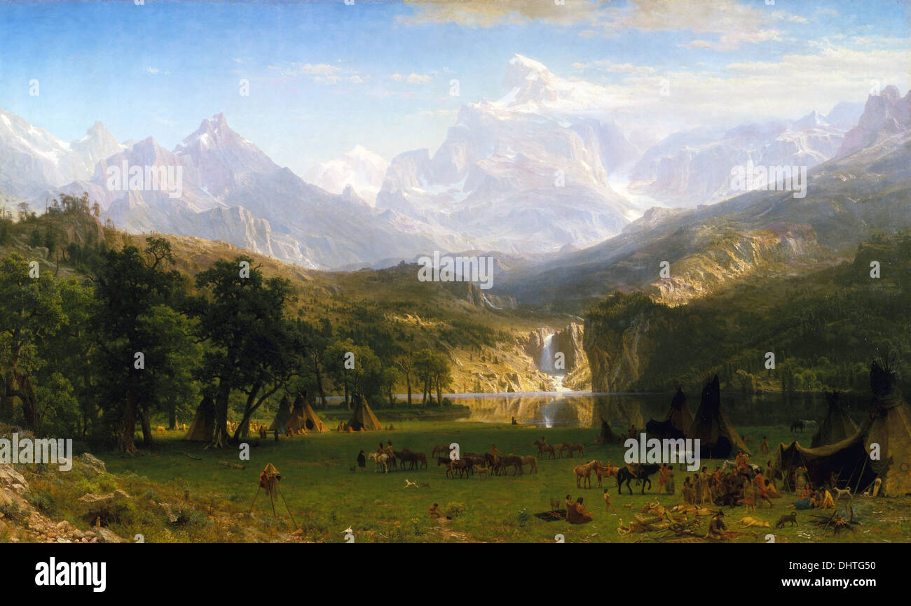 The Rocky Mountains, Lander's Peak - by Albert Bierstadt, 1863, Hudson River School Stock Photo