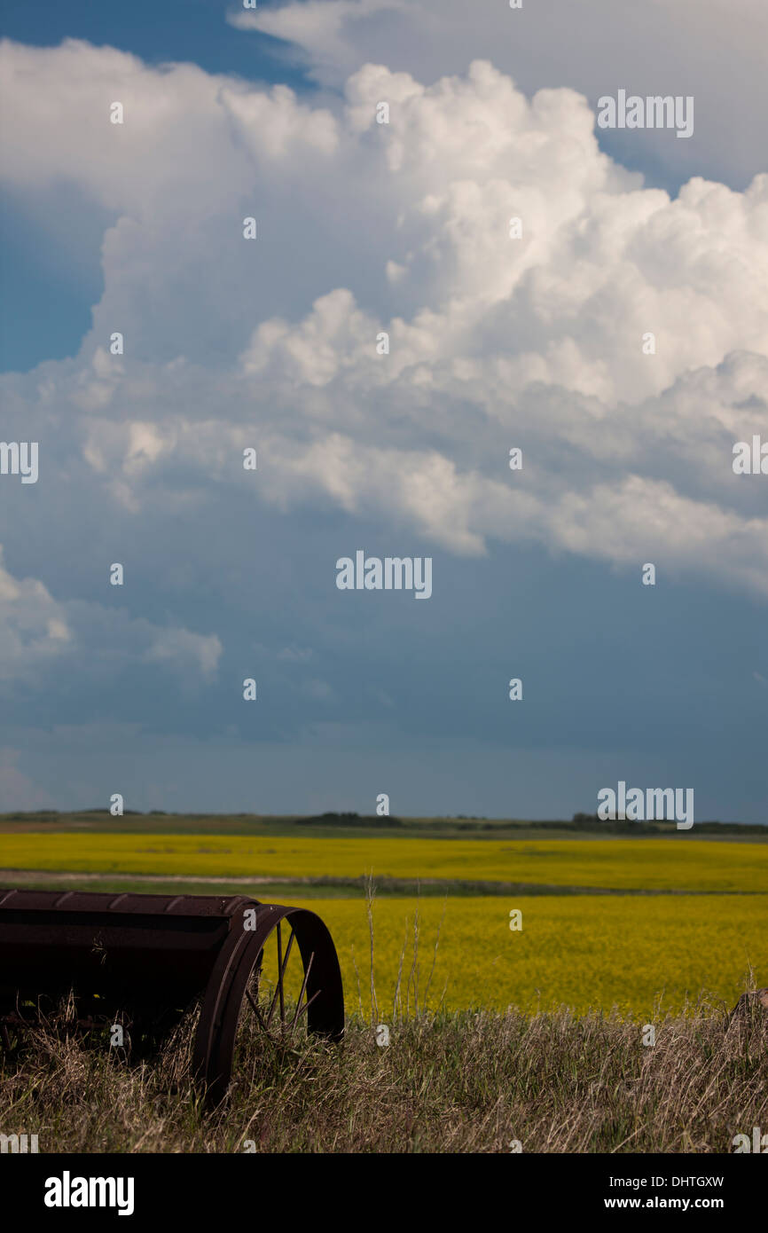 Prairie Storm Clouds ominous weather Saskatchewan Canada Stock Photo