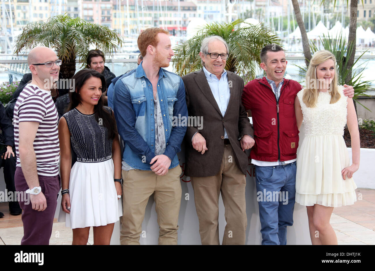 Charlie Maclean, Gary Maitland, Jasmin Riggins, William Ruane, Ken Loach, Paul Brannigan, Siobhan Reilly 'The Angel's Share' photocall during the 65th Cannes Film Festival Cannes, France - 22.05.12 Stock Photo