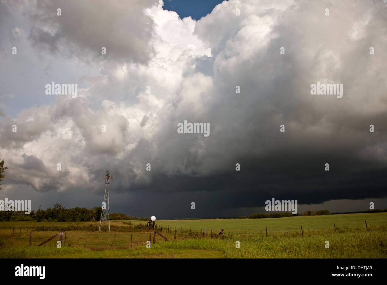 Prairie Storm Clouds ominous weather Saskatchewan Canada Stock Photo