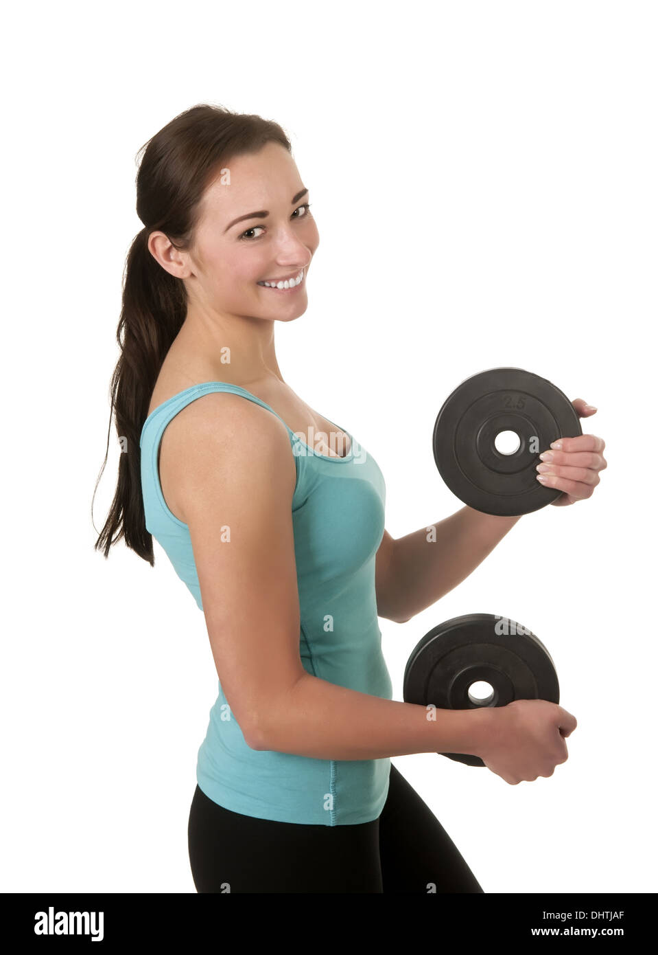 Girl in Black Dress Lifting Weights Stock Photo - Image of beautiful,  female: 94870062