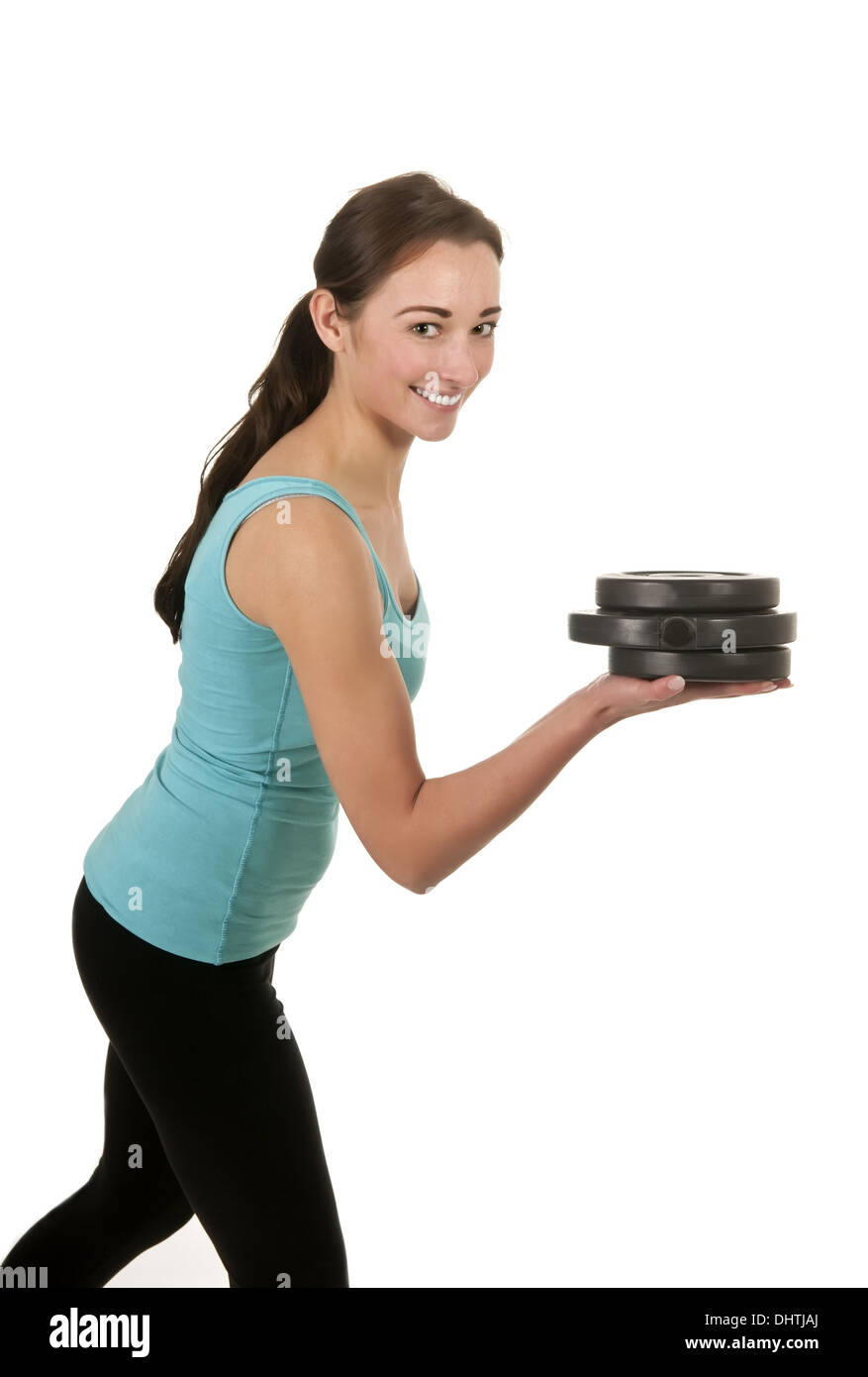 woman with dumbbells Stock Photo