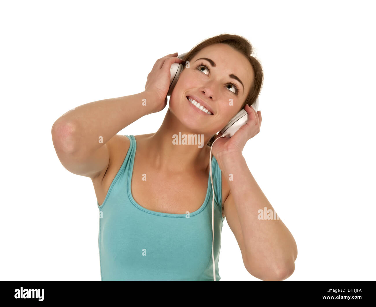 Woman headphones hi-res stock photography and images - Alamy