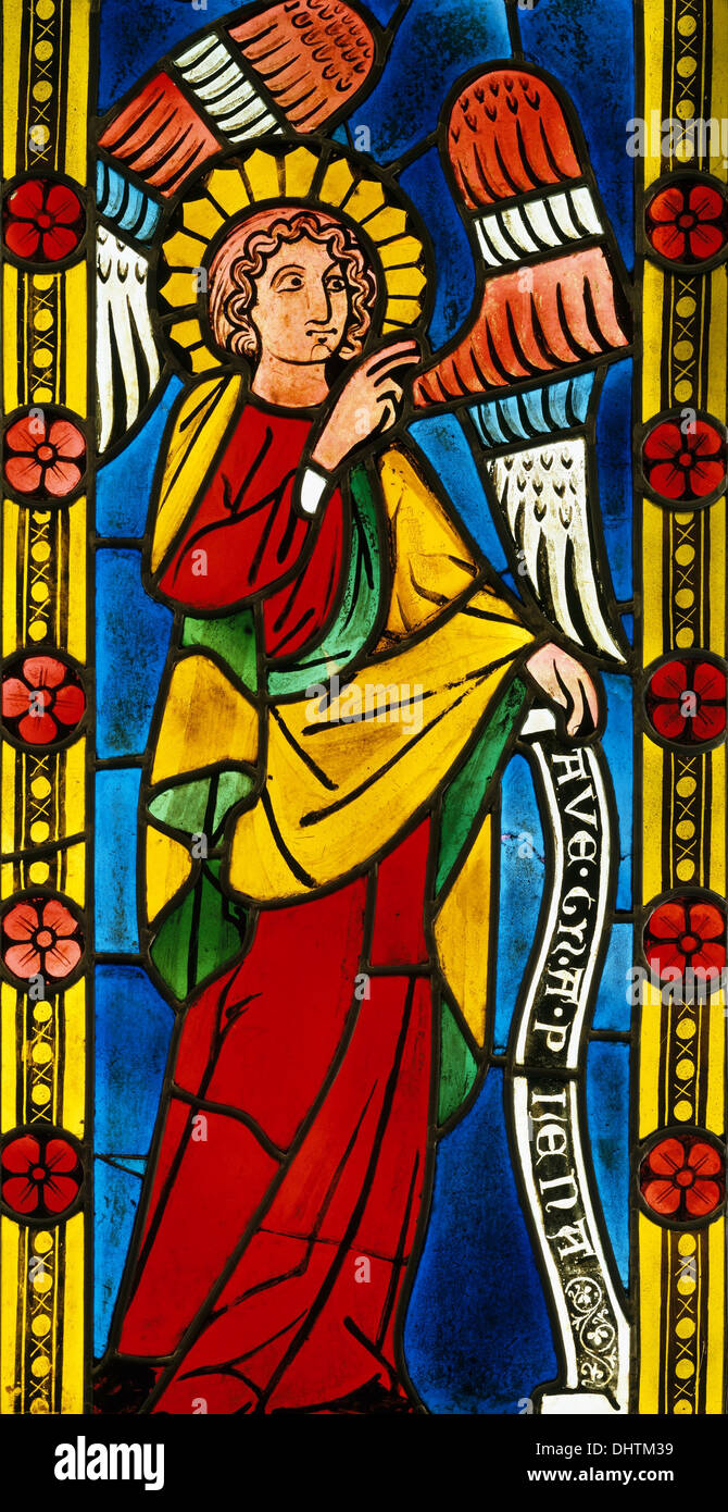 The Angel Annunciate,1290–1300, stained glass, Germany Stock Photo