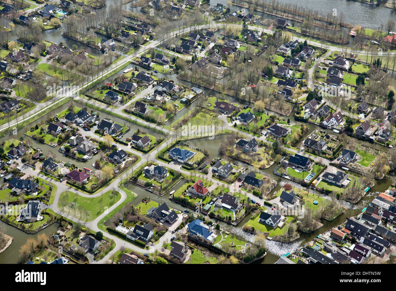 Netherlands, Broek op Langedijk, Luxury houses on peat land. Aerial Stock  Photo - Alamy
