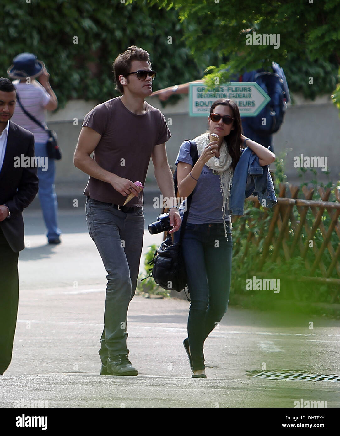 Paul Wesley and girlfriend Torrey DeVitto take a romantic walk around