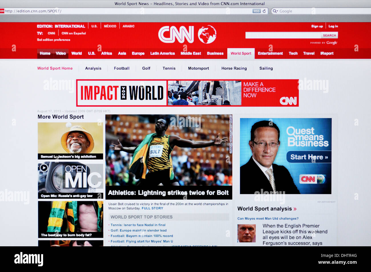 CNN website on computer screen sports Stock Photo Alamy
