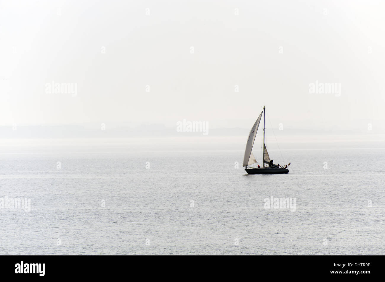 solitary yacht Stock Photo