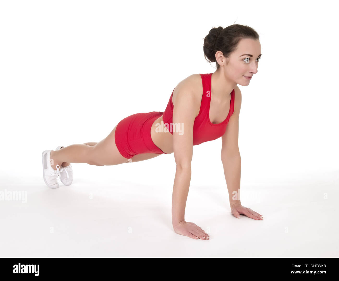 woman showing pushup Stock Photo
