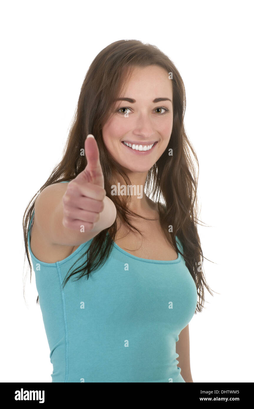 woman shows thumb up Stock Photo Alamy