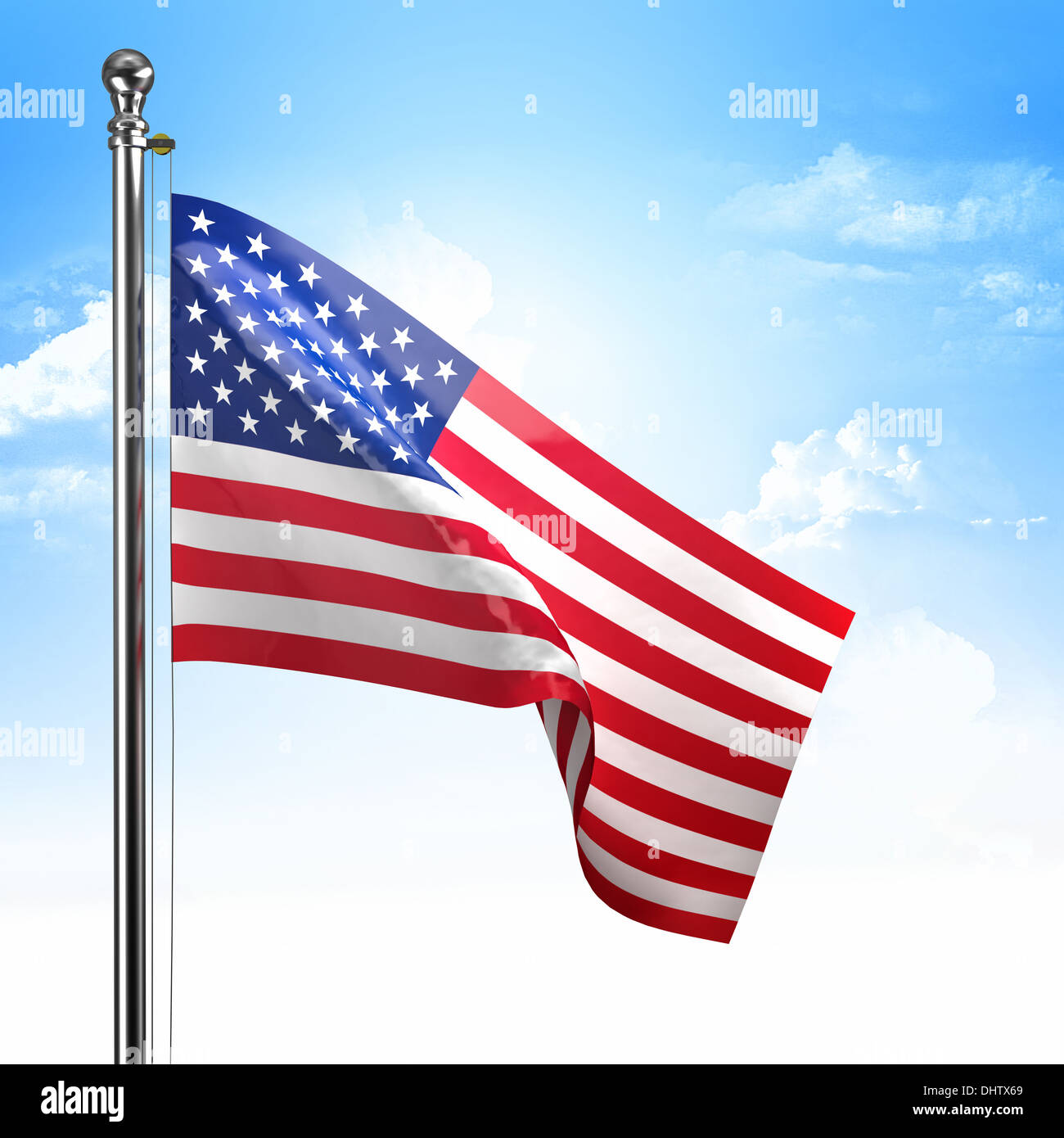 american flag and blue sky background Stock Photo - Alamy