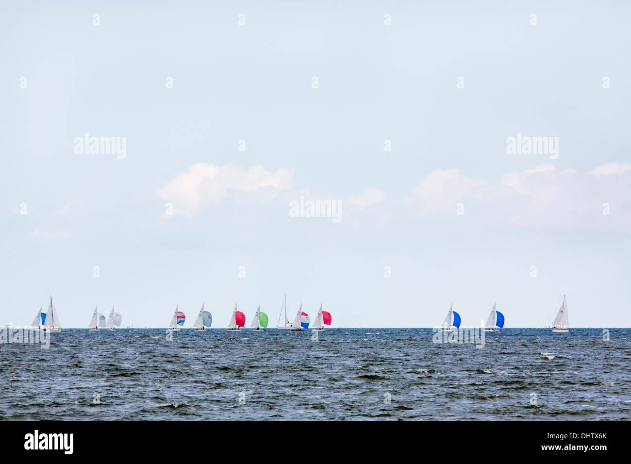 Netherlands, Muiden, View on lake called IJmeer. Sailing race or