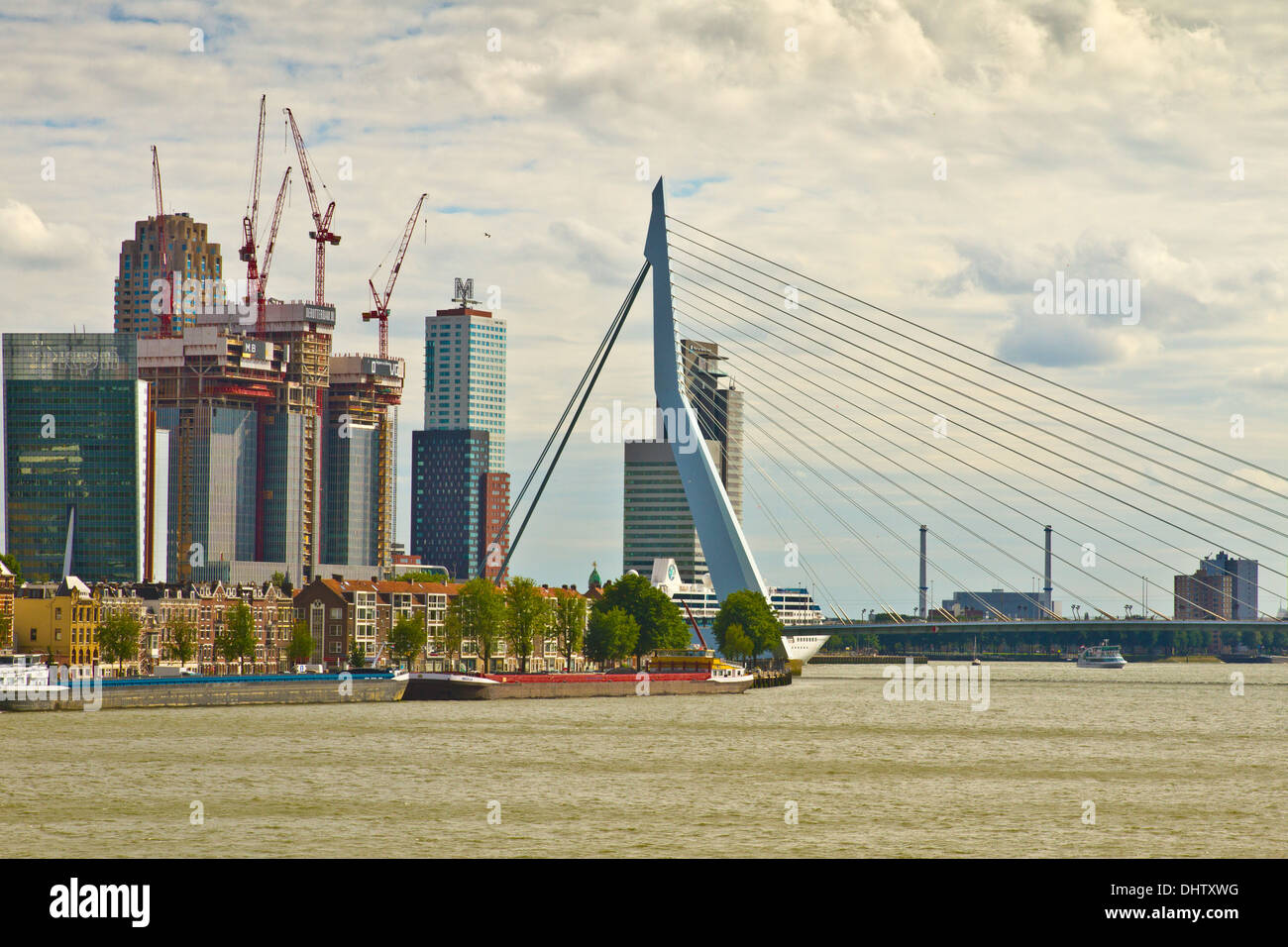 Rotterdam and the Erasmus Bridge Stock Photo