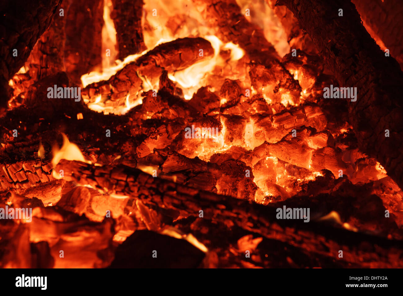 Flaring heat fire and coals Stock Photo