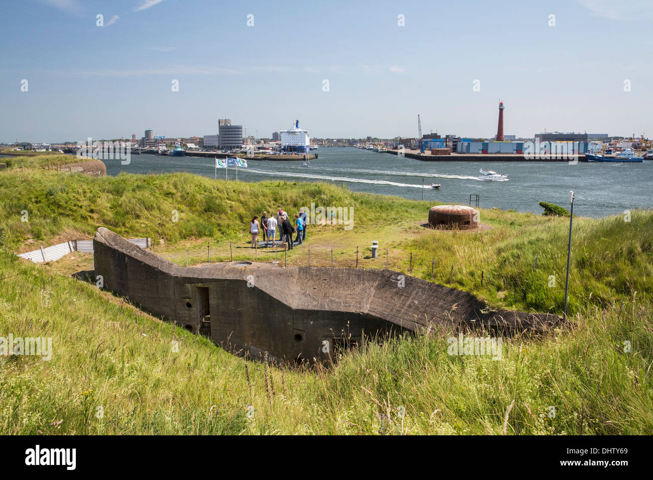 Netherlands, IJmuiden, Fort Forteiland. Defence Line of Amsterdam. Hollandse Waterlinies. Dutch Water Defence Lines. Stock Photo