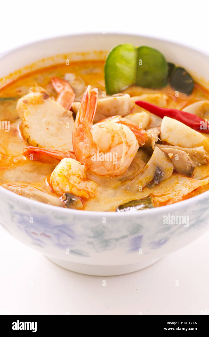 Tom yam nam khon soup Stock Photo