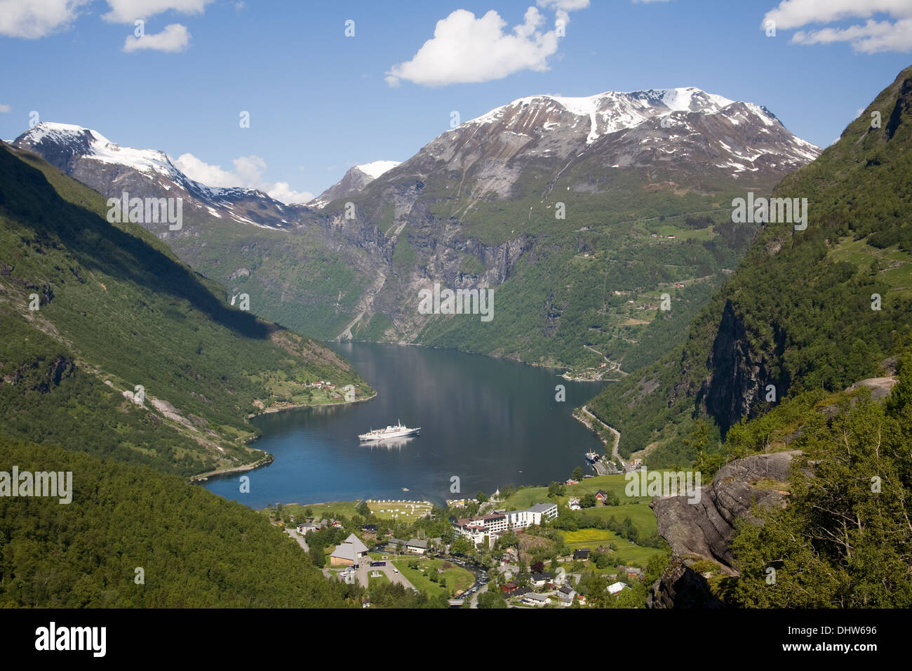 Geiranger fiord Flydal viewpoint  Mountains Norway Stock Photo