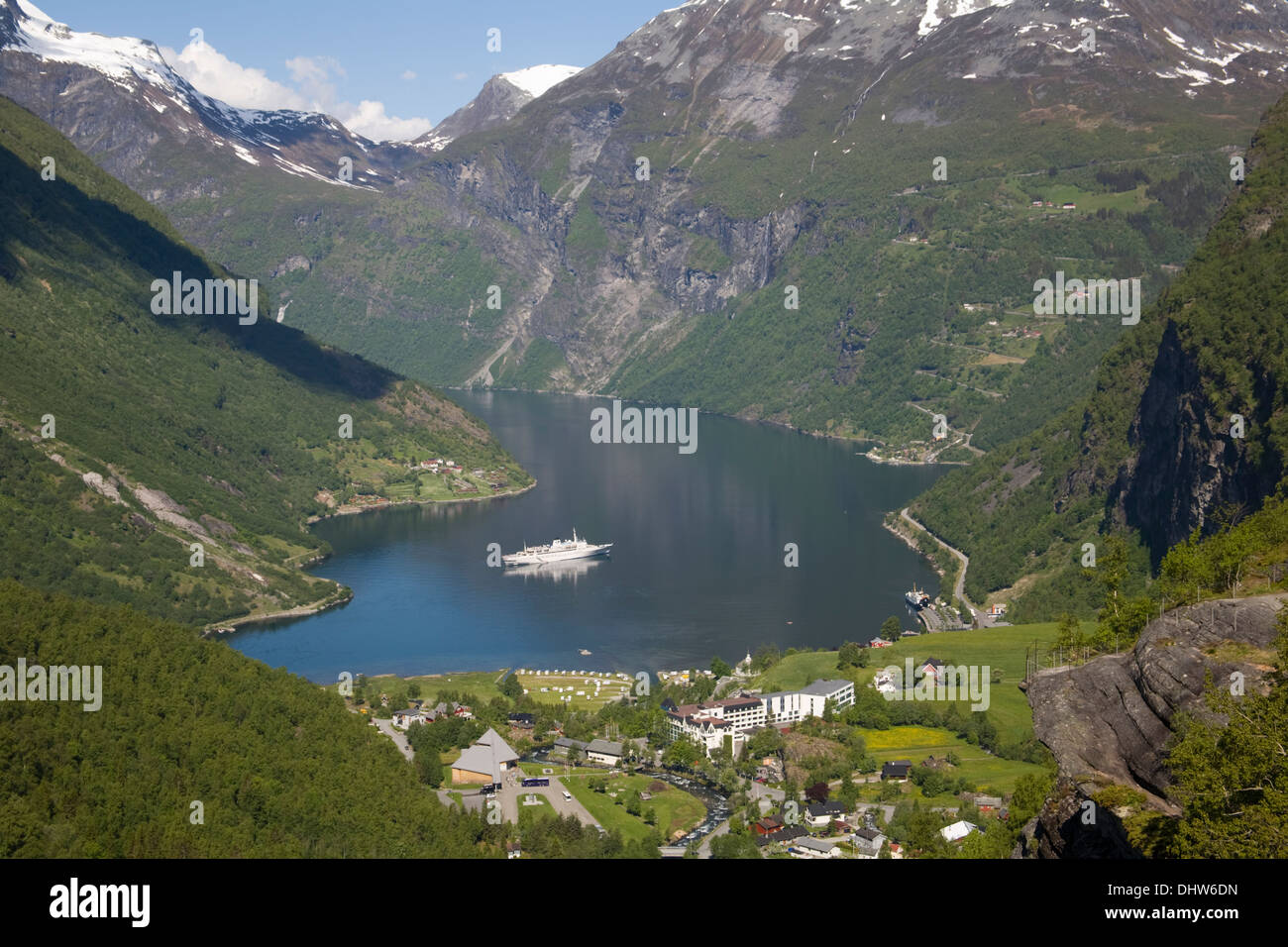 Geiranger fiord Flydal viewpoint  Mountains Norway Stock Photo